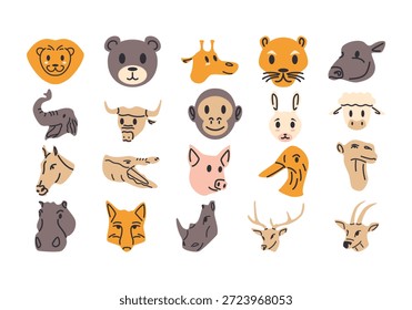 Conjunto de animales salvajes de cabeza Abstractas