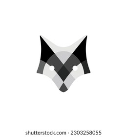 Abstract Head Wolf Black and White Low Poly Style 