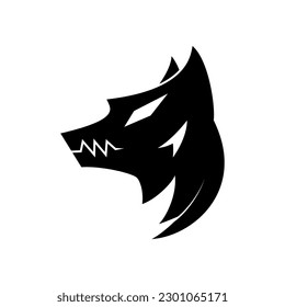 silueta abstracta de iconos de lobo de cabeza. concepto sencillo, mínimo y creativo. utilizados para logotipos, iconos, símbolos o mascotas