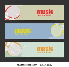 Abstract header or banner. Feel the beat. Pale lemon style. Creative design. Free music images. Festival Vector mockup. DJ poster design. DJ background. Vector. Isolated.