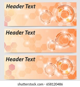 abstract header banner in orange color geometric technology