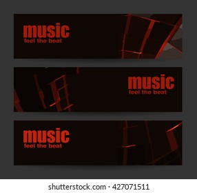 Abstract header or banner set. Feel the beat. Creative design. Free music images. Festival Vector mockup. DJ poster design. DJ background. Dj set. Dance party. Vector. Isolated.