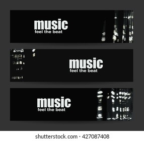 Abstract header or banner set. Feel the beat. Creative design. Free music images. Festival Vector mockup. DJ poster design. DJ background. Dj set. Dance party. Vector. Isolated.