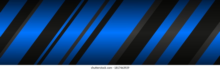 Cabecera abstracta con líneas azul y negro. Banner moderno de tecnología de materiales. Fondo de pantalla panorámica abstracto vectorial