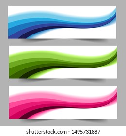 Abstract header blue green pink shape vector design. Abstract swoosh background. Abstract corporate business banner web template, horizontal advertising.