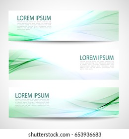 Abstract header blue green wave line white background vector design