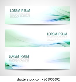 Abstract header blue green wave line white background vector design