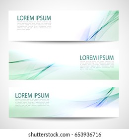 Abstract header blue green wave line white background vector design