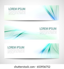 Abstract header blue green wave line white background vector design