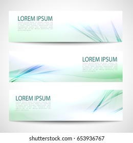 Abstract header blue green wave line white background vector design