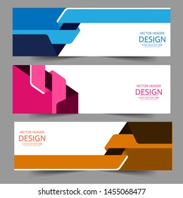 Abstract header blue orange pink wave vector design. Abstract swoosh background. Abstract corporate business banner web template, horizontal advertising.