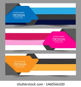 Abstract header blue orange pink wave vector design. Abstract swoosh background. Abstract corporate business banner web template, horizontal advertising.
