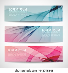 Abstract header blue pink wave white vector design. colorful background