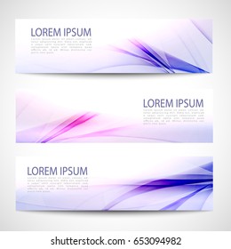 Abstract header blue purple wave line white background vector design