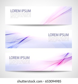 Abstract header blue purple wave line white background vector design