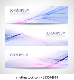 Abstract header blue purple wave line white background vector design