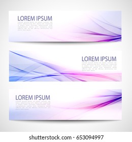 Abstract header blue purple wave line white background vector design