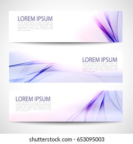 Abstract header blue purple wave line white background vector design
