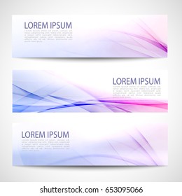 Abstract header blue purple wave line white background vector design