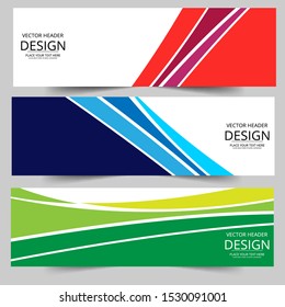 Abstract header blue red green shape vector design. Abstract corporate business banner web template, horizontal advertising.