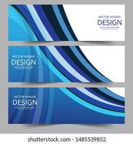 Abstract header blue shape vector design. Abstract swoosh background. Abstract corporate business banner web template, horizontal advertising.