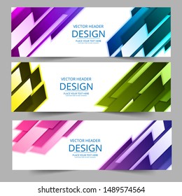 Abstract header blue shape vector design. Abstract corporate business banner web template, horizontal advertising.