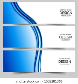 Abstract header blue shape vector design. Abstract corporate business banner web template, horizontal advertising.