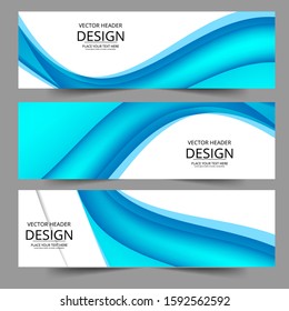 Abstract header blue shape vector design. Abstract corporate business banner web template, horizontal advertising.