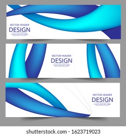 Abstract header blue shape vector design. Abstract corporate business banner web template, horizontal advertising.
