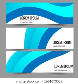 Abstract header blue shape vector design. Abstract corporate business banner web template, horizontal advertising.