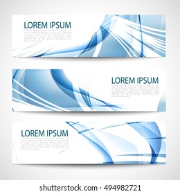 Abstract header blue wave smooth line white vector design