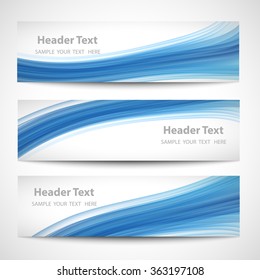 Abstract header blue wave white vector design