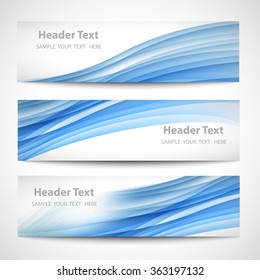 Abstract header blue wave white vector design