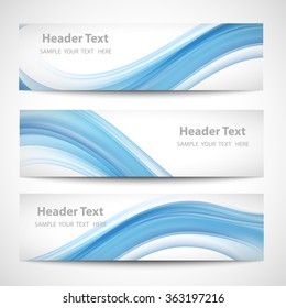 Abstract header blue wave white vector design