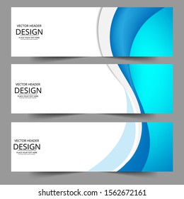 Abstract header blue wavy wave shape vector design. Abstract swoosh background. Abstract corporate business banner web template, horizontal advertising.