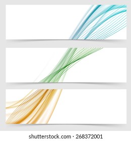 Abstract header collection with modern swoosh line. Vector illustration