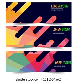 Abstract header colorful geometric shape vector design. Abstract swoosh background. Abstract corporate business banner web template, horizontal advertising.
