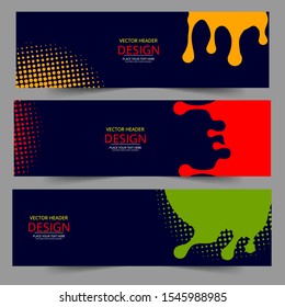 Abstract header colorful shape vector design. Abstract corporate business banner web template, horizontal advertising.