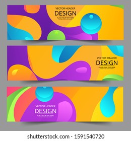 Abstract header colorful shape vector design. Abstract corporate business banner web template, horizontal advertising.