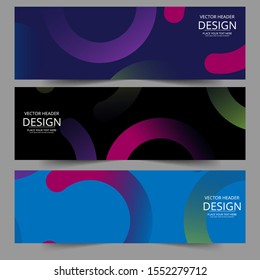 Abstract header colors gradient shape vector design. Abstract swoosh background. Abstract corporate business banner web template, horizontal advertising.