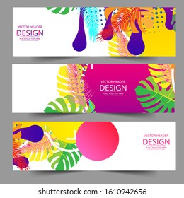 Abstract header colors gradient shape vector design. Abstract swoosh background. Corporate business banner web template, horizontal advertising business banner layout template flat design set.
