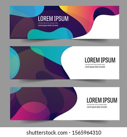 Abstract header colors gradient wave vector design. Abstract swoosh background. Abstract corporate business banner web template, horizontal advertising business banner layout template flat design set.
