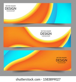Abstract header colors gradient wave vector design. Abstract swoosh background. Abstract corporate business banner web template, horizontal advertising business banner layout template flat design set.