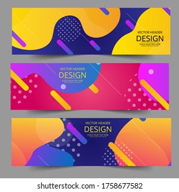 Abstract header colors shape vector design. Abstract corporate business banner web template, horizontal advertising.