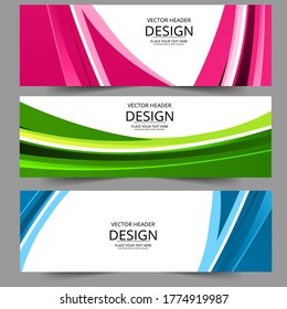Abstract header colors shape vector design. Abstract corporate business banner web template, horizontal advertising.
