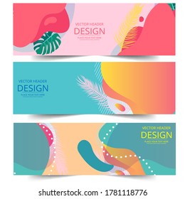 Abstract header colors shape vector design. Abstract corporate business banner web template, horizontal advertising.