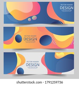 Abstract header colors shape vector design. Abstract corporate business banner web template, horizontal advertising.