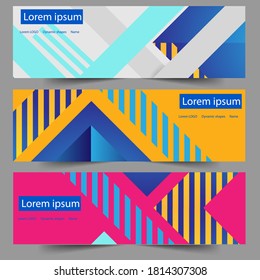 Abstract header colors shape vector design. Abstract corporate business banner web template, horizontal advertising.