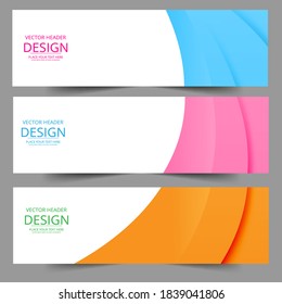 Abstract header colors shape vector design. Abstract corporate business banner web template, horizontal advertising.