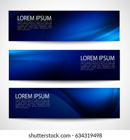 Abstract Header Dark Blue Wave Black Background Vector Design